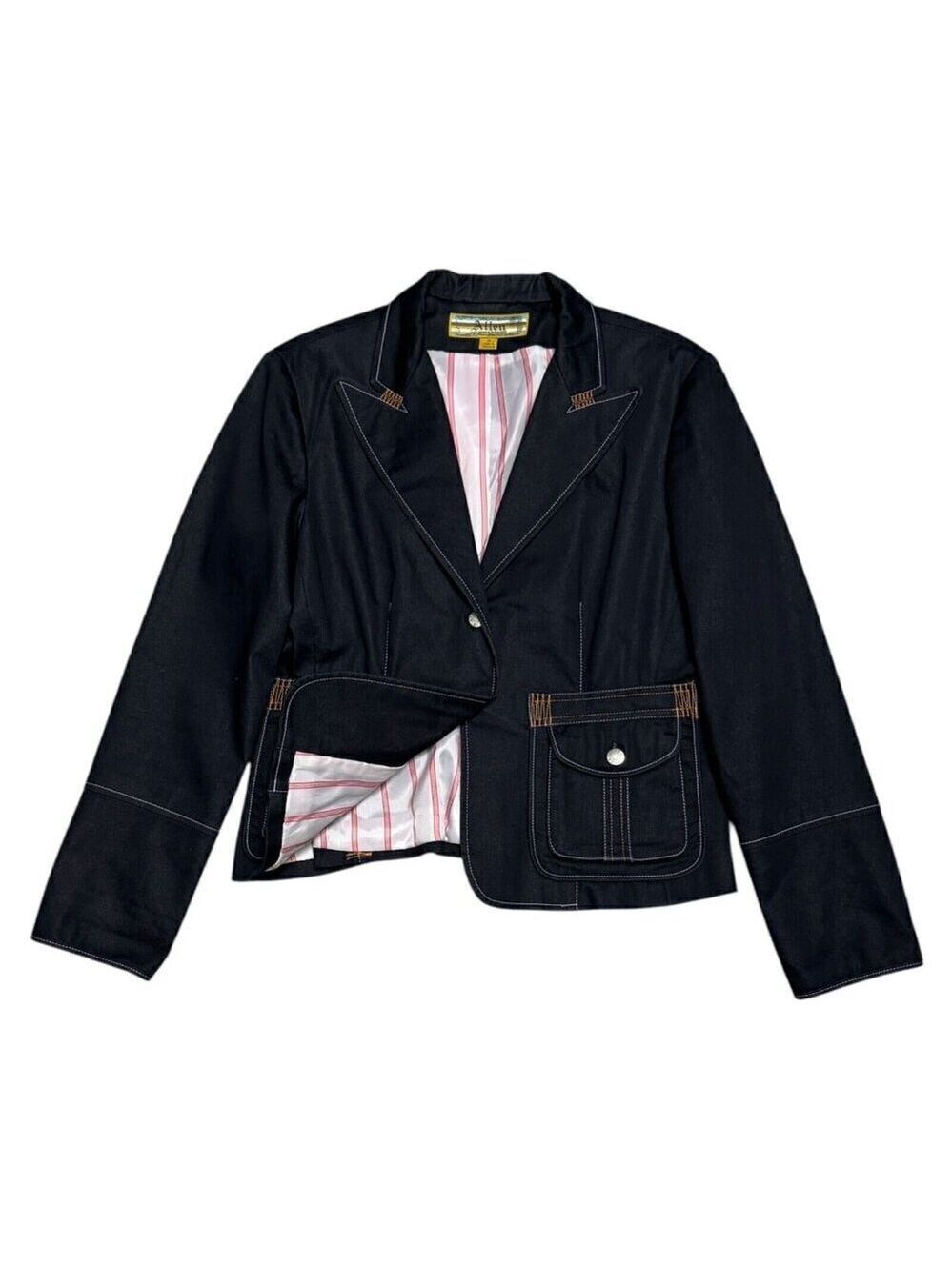 Allen B. Schwartz Blazer Jacket Luxury Designer Denim Business Casual Womens 10